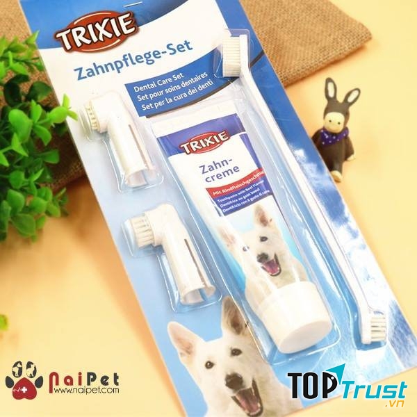 Kem Đánh Răng Bàn Chải Đánh Răng Chó Mèo Trixie 100g