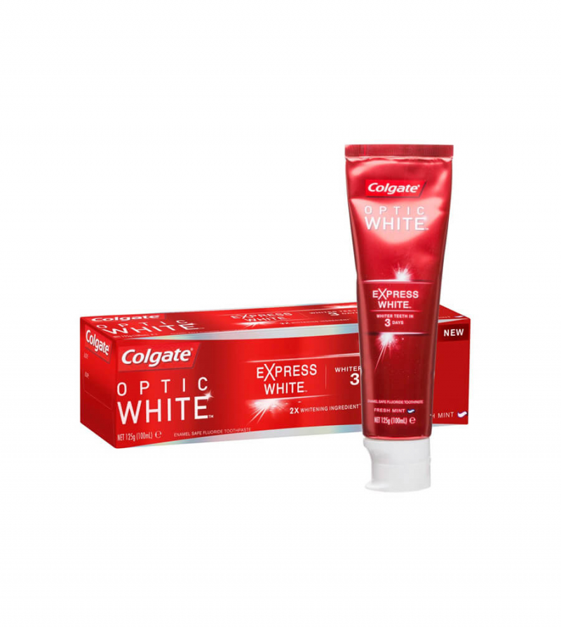 Kem đánh răng Colgate Optic White Express White Whitening được sử dụng công nghệ làm trắng răng chứa Hydrogen Peroxide giúp loại bỏ tất cả các mảng bám và các vết bẩn trên bề mặt răng mà không làm hại đến men răng.
