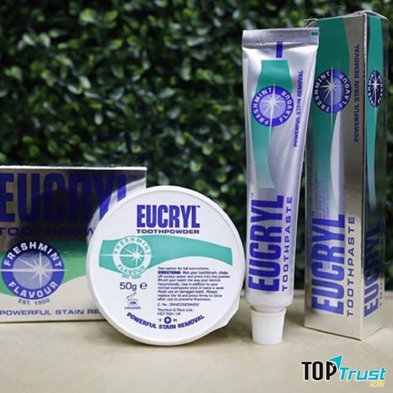 Kem đánh trắng răng, trị hôi miệng-Eucryl Toothpaste 50ml của Anh