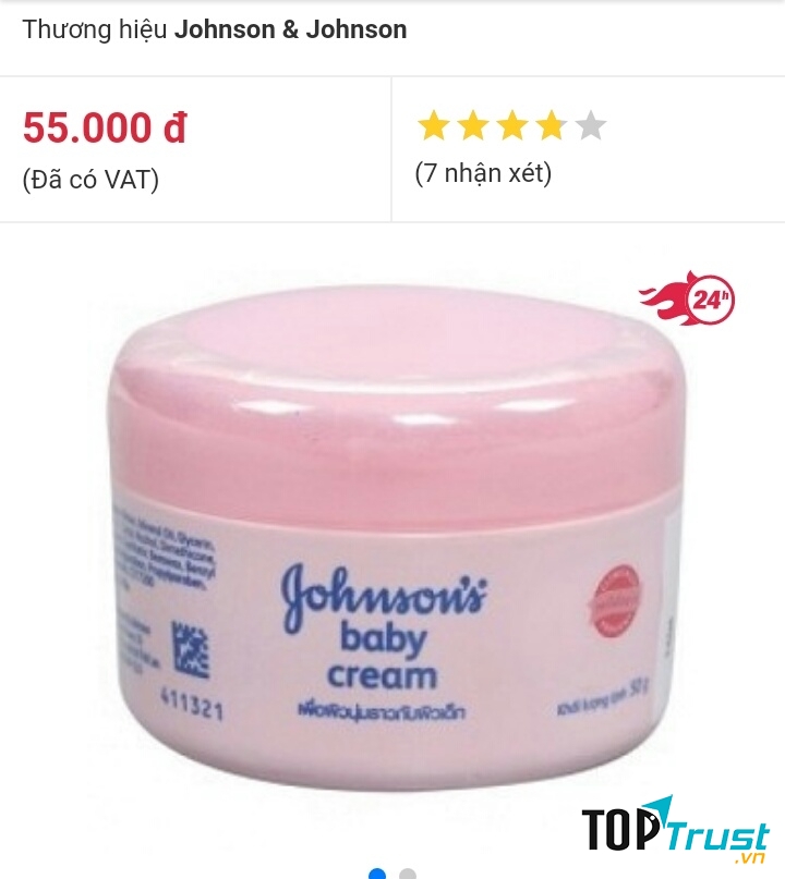 Kem dưỡng da em bé Johnson's baby 50g