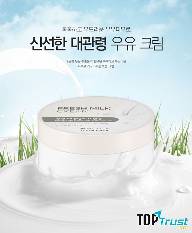 Kem Dưỡng Thể Làm Trắng Da The Face Shop Daegwallyeong Fresh Milk Cream 300ml