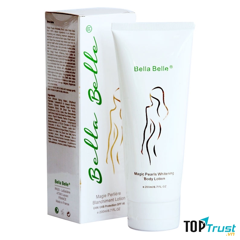 Kem dưỡng trắng da toàn thân Bella Belle Magic Pearl Whitening Body Lotion SPF46  có chiết xuất từ thiên nhiên an toàn cho mọi loại da