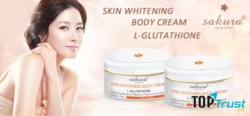 Kem dưỡng trắng da toàn thân Sakura Skin Whitening L-Glutathione Body Cream với hiệu quả làm trắng vượt trội