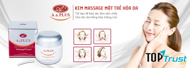 KEM MASSAGE MẶT A&PLUS giúp tái tạo tế bào da , làm săn chắc da và hồng hào trắng mịn