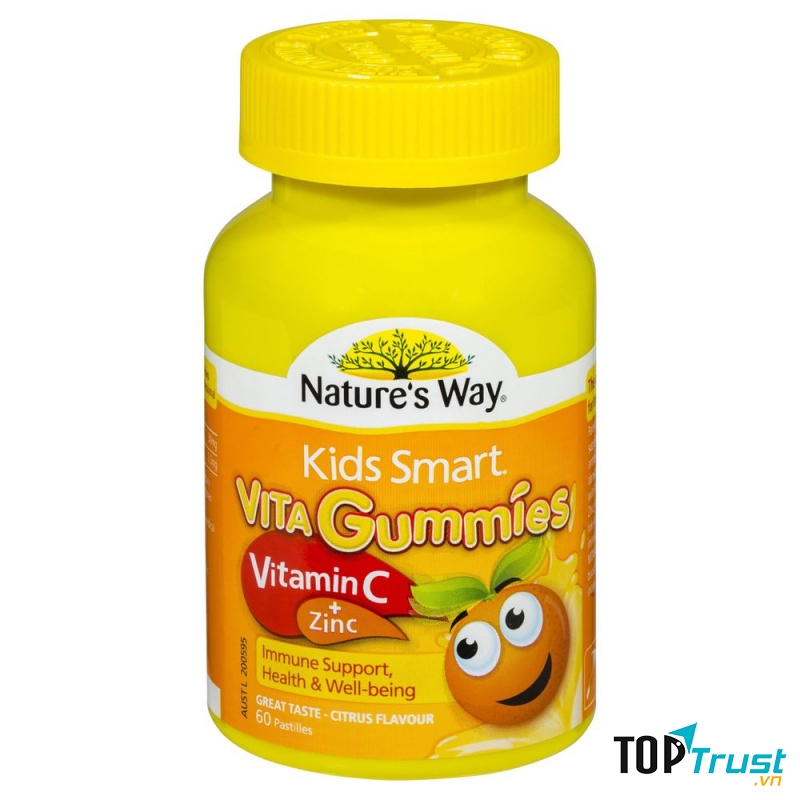 Kẹo dẻo bổ sung Vitamin C và Kẽm Kids Smart Vitamin C+Zinc 60 Gummies: