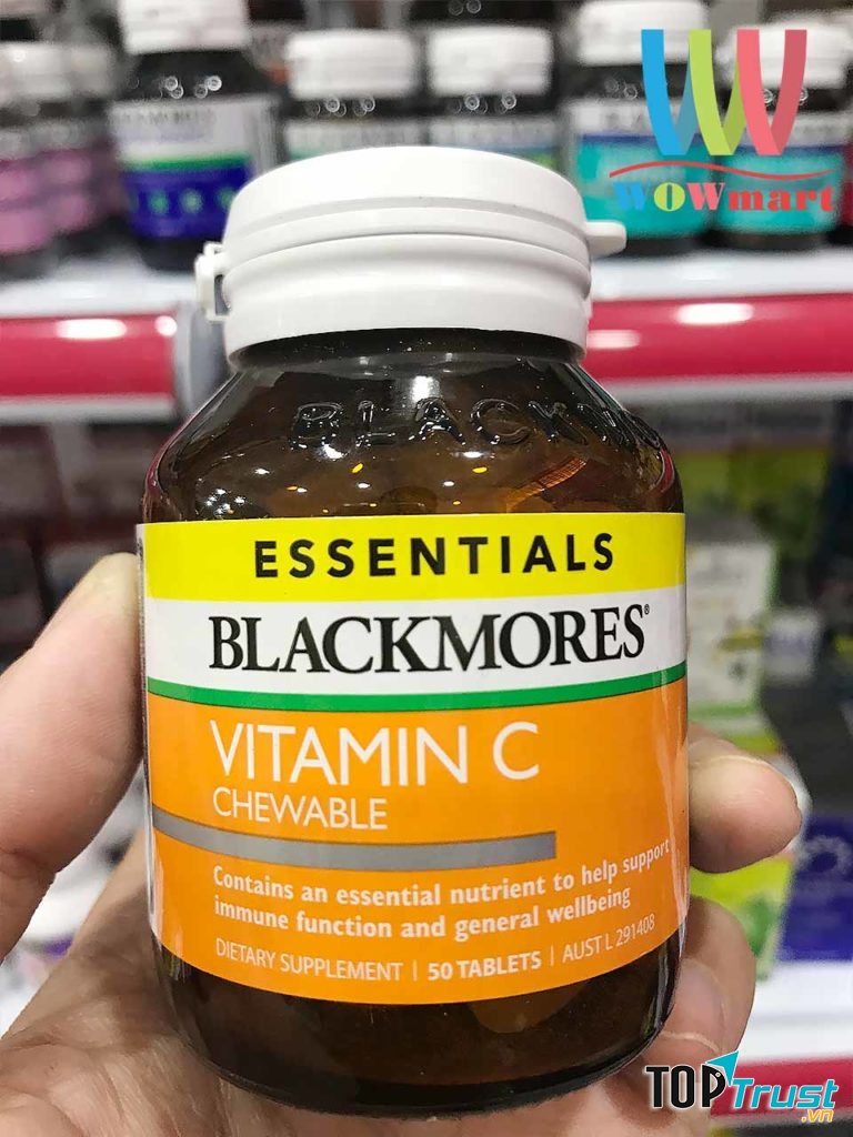 Kẹo Vitamin C Blackmores Essentials Vitamin C Chewable 50 viên:﻿