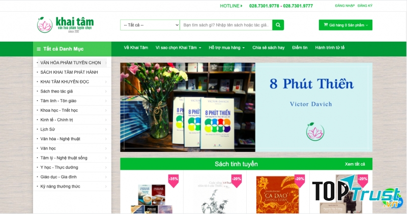 Giao diện website của Khai Tâm