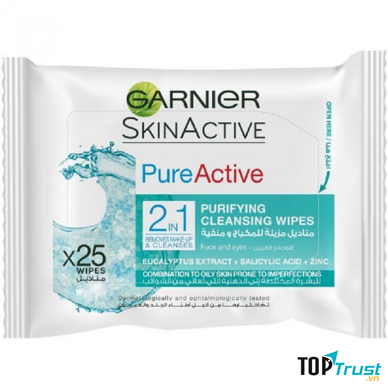 Khăn tẩy trang Garnier Soothing Makeup Removing Cleansing Towelettes