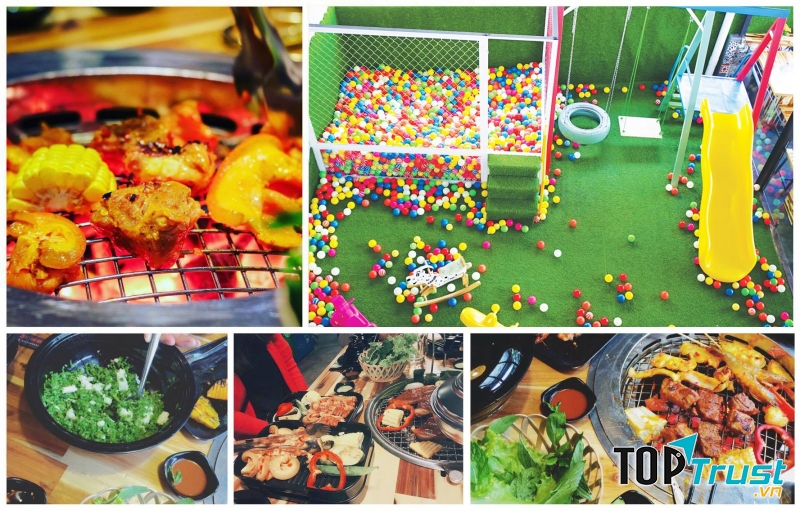 Một trong những điểm cộng của Khói BBQ khiến được nhiều gia đình lựa chọn chính bởi khu vui chơi cho các bé, dịch vụ này hoàn toàn miễn phí cho các bé khi đến với nhà hàng.
