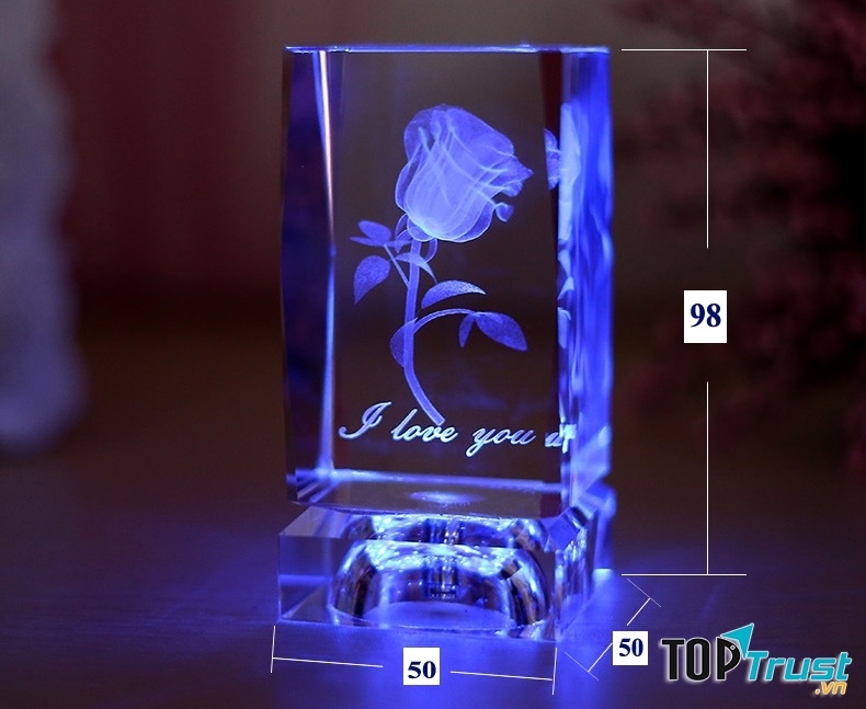 Khối pha lê có hoa bên trong