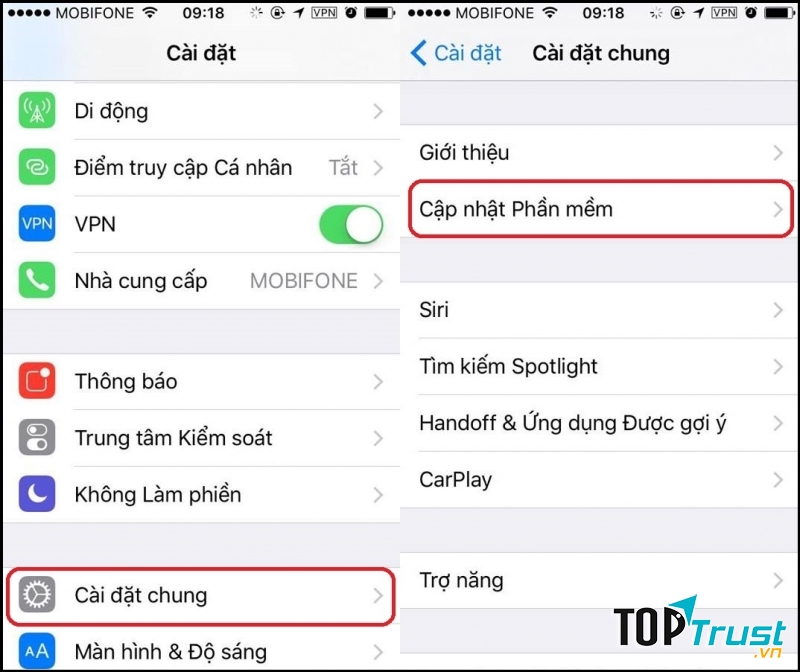 Cập nhật phần mềm Hệ điều hành mới nhất khi có thể