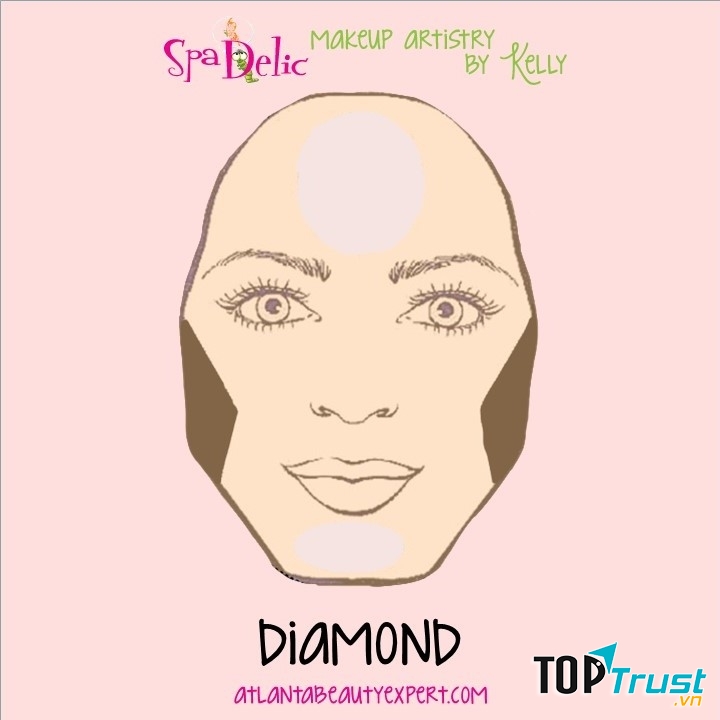 Cách tạo khối cho gương mặt dạng kim cương