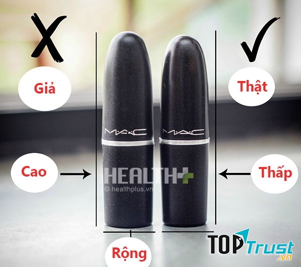 Son giả có kích thước lớn hơn son thật