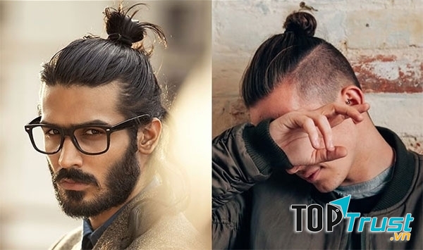 Kiểu tóc nam dài buộc phù hợp với khuôn mặt tam giác.