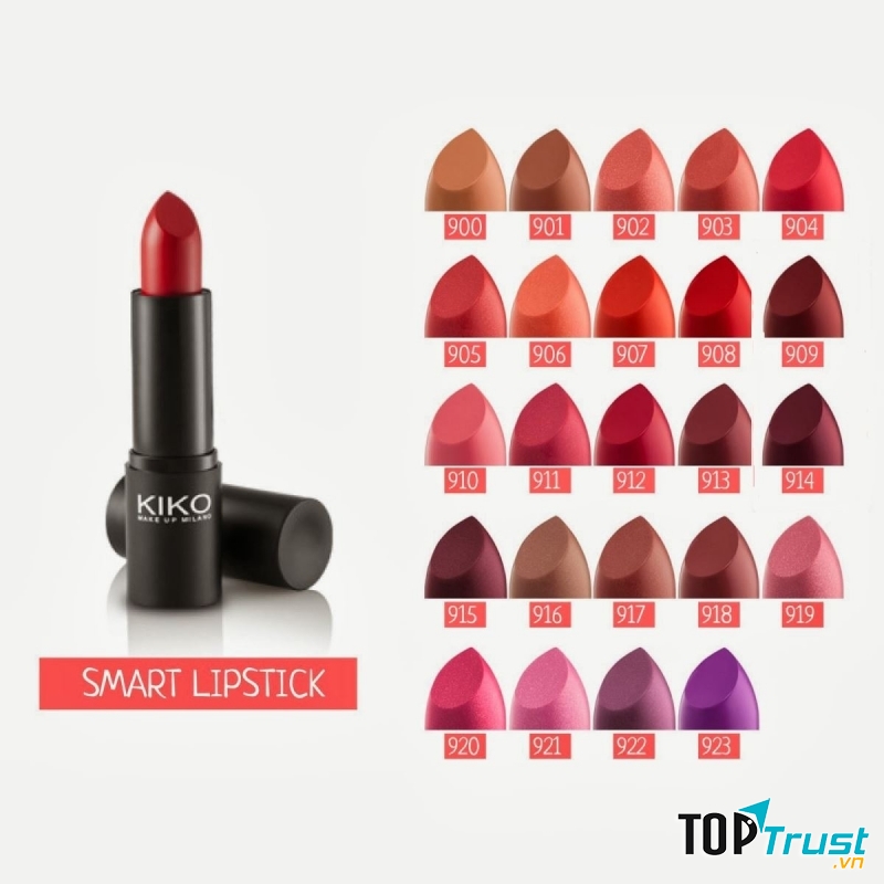 Bảng màu của Kiko rất đa dạng, chất son mướt