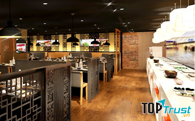 Không gian được bài trí rộng thoáng để tận dụng được diện tích phòng ăn