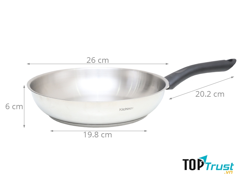 Chảo inox 304 3 đáy Kitchinox KC-26IN 26 cm