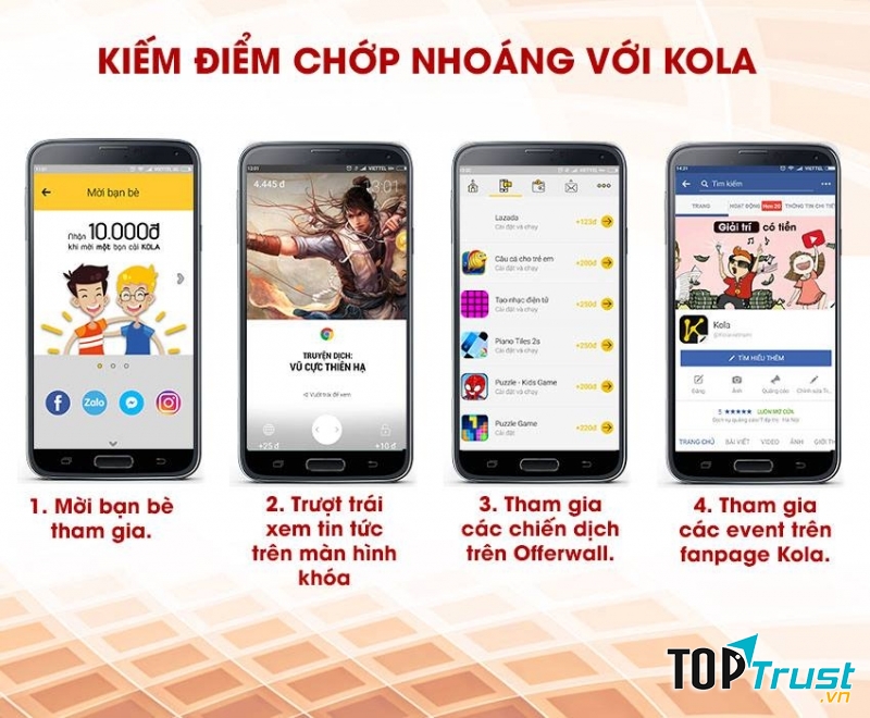 Cách kiếm điểm nhanh trong Kola để đổi thẻ cào