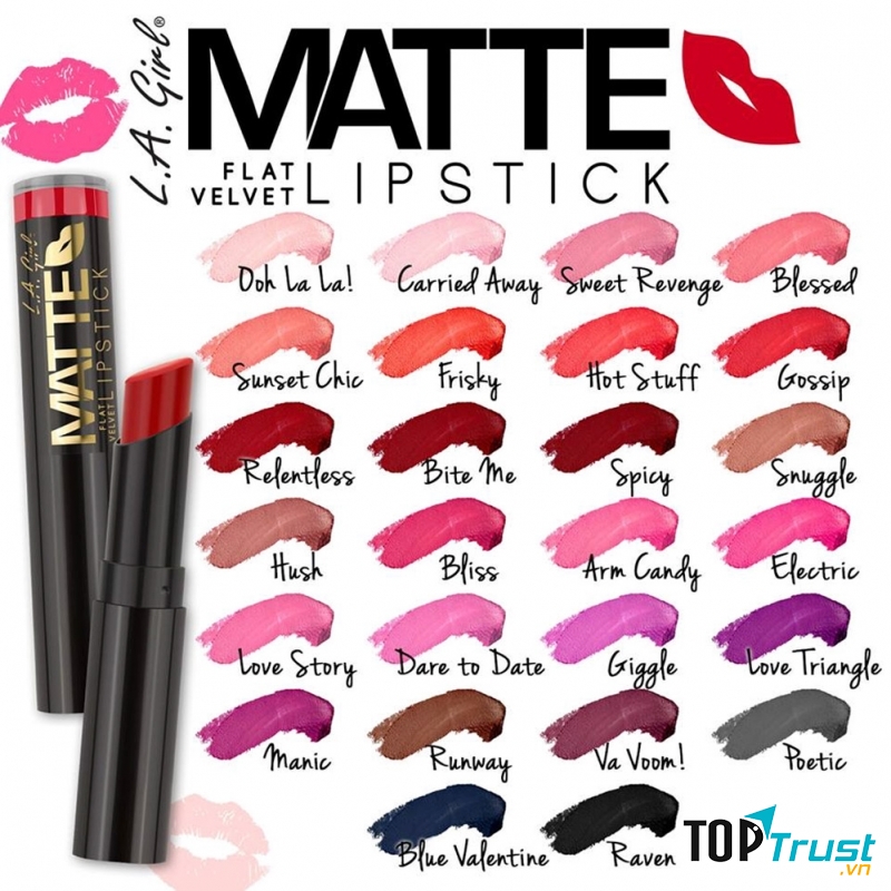 Bảng màu siêu xinh của L.A. Girl Matte Flat Velvet Lipstick
