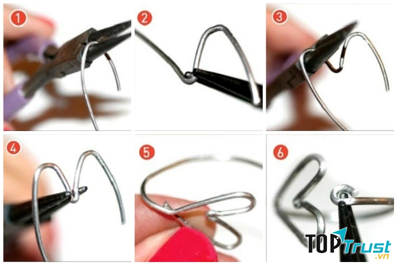 Làm nhẫn bằng sợi kẽm hoặc sợi đồng (kiểu 1)