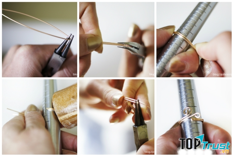 Làm nhẫn bằng sợi kẽm hoặc sợi đồng (kiểu 2)