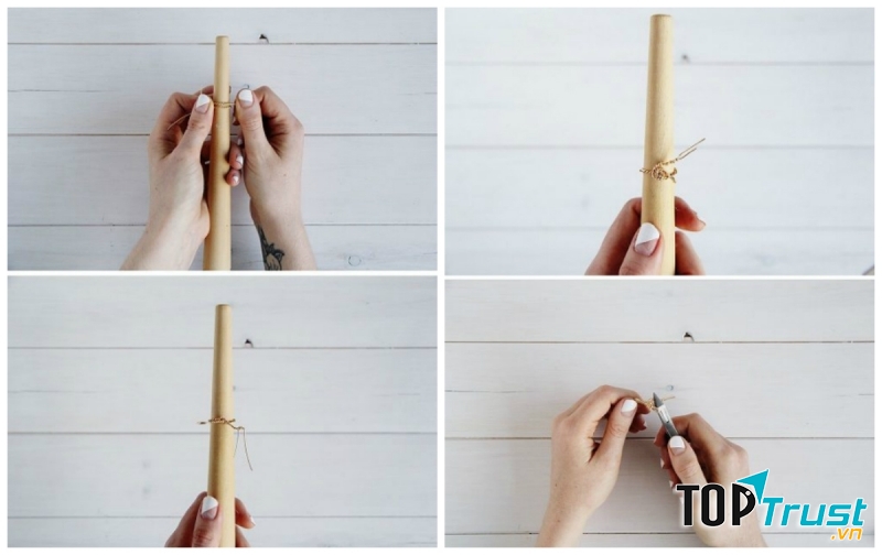 Làm nhẫn bằng sợi kẽm hoặc sợi đồng (kiểu 3)