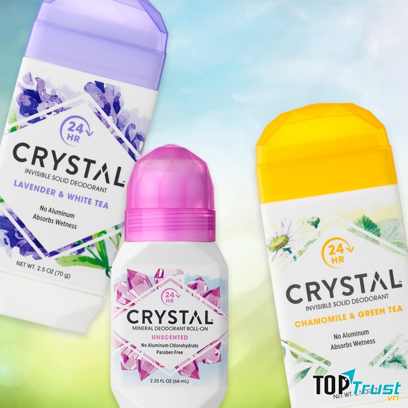 L﻿ăn khử mùi Crystal dạng không mùi an toàn, lành tính, được chứng nhận bởi Trung tâm Điều trị ung thư.