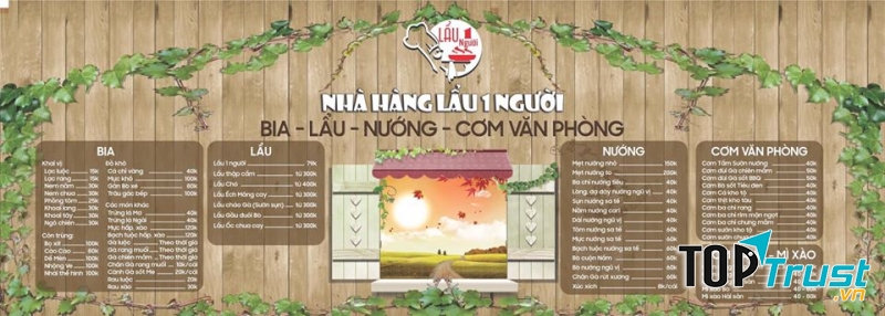 Menu tại Lẩu 1 Người