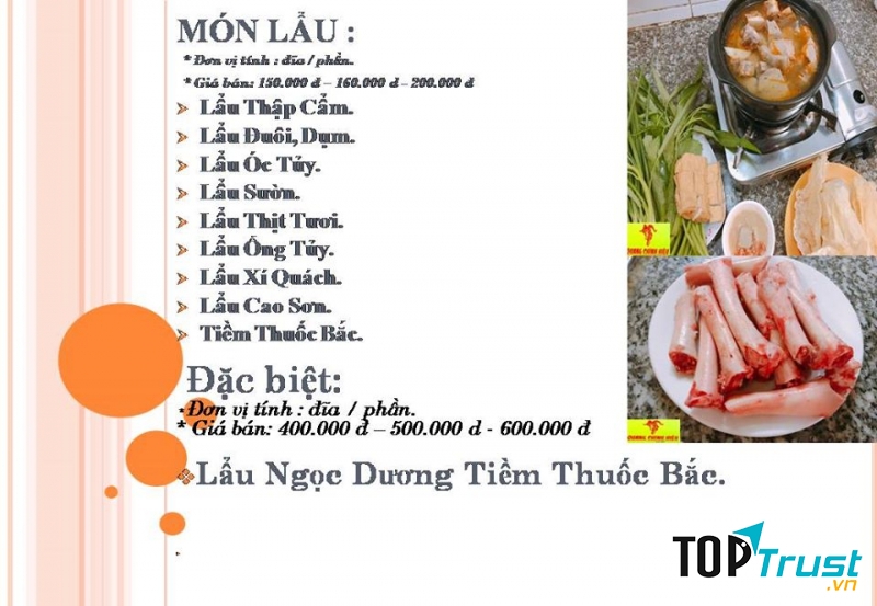 Menu lẩu dê Quang