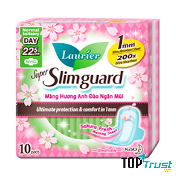 ﻿BVS LAURIER SIÊU MỎNG BẢO VỆ 1MM DÀI 22.5 CM (10 MIẾNG/GÓI)