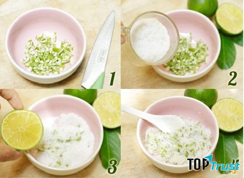 Sử dụng vỏ chanh, muối biển cùng baking soda để làm sạch răng