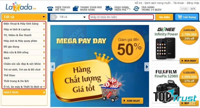 Hình ảnh trang chủ của Lazada.vn