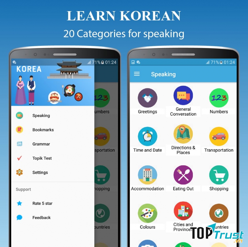 Nhiều chủ đề đa dạng cùng Learn Korean - Grammar