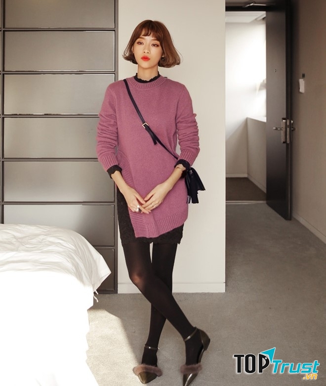 Áo len cùng quần legging