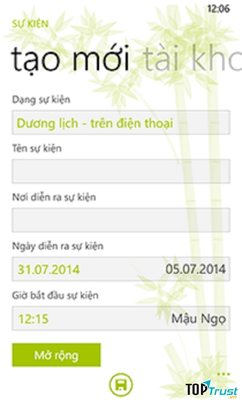 Giao diện nhẹ nhàng thanh lịch của ứng dụng Lịch Việt