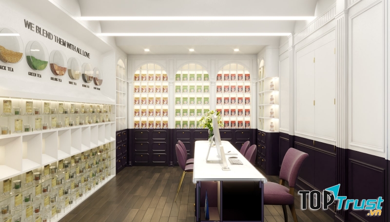 Showroom trà mang phong cách Châu Âu hiện đại của Lili Tea World