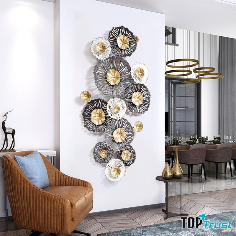 Tranh đồng hồ bộ 3 tấm lan tím