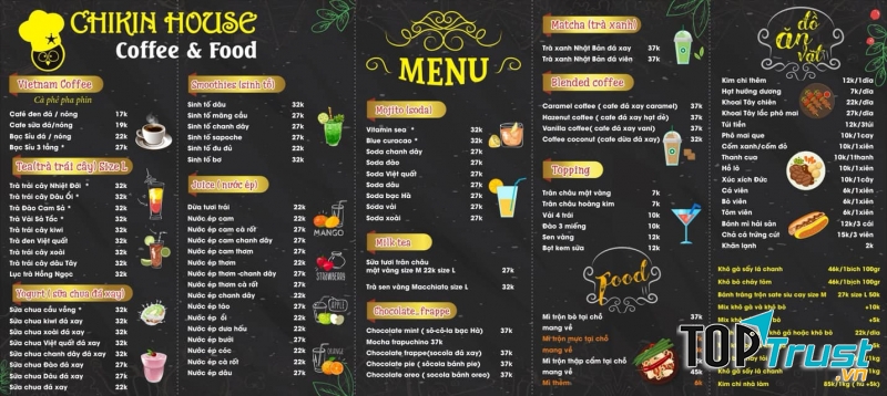 Ngân Khểnh - Chikin house thiết kế menu tràn ngập thức uống ngon và hiện đại