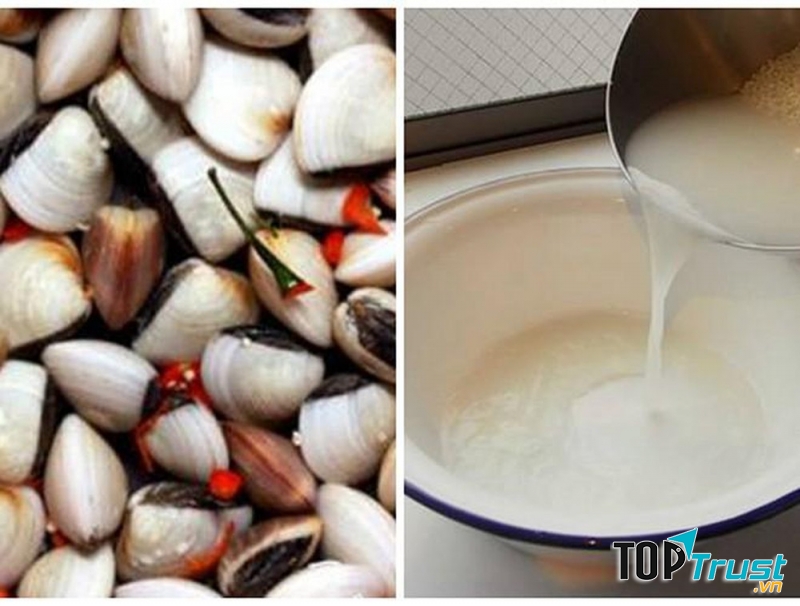 Loại bỏ chất nhờn và bùn đất trong ốc, ngao, sò