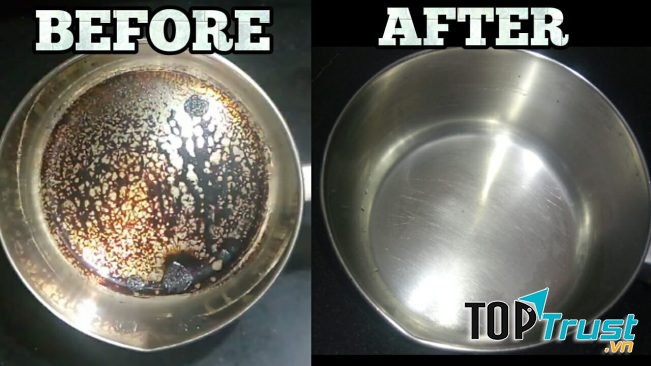 Loại bỏ vết cháy xém trên xoong nồi