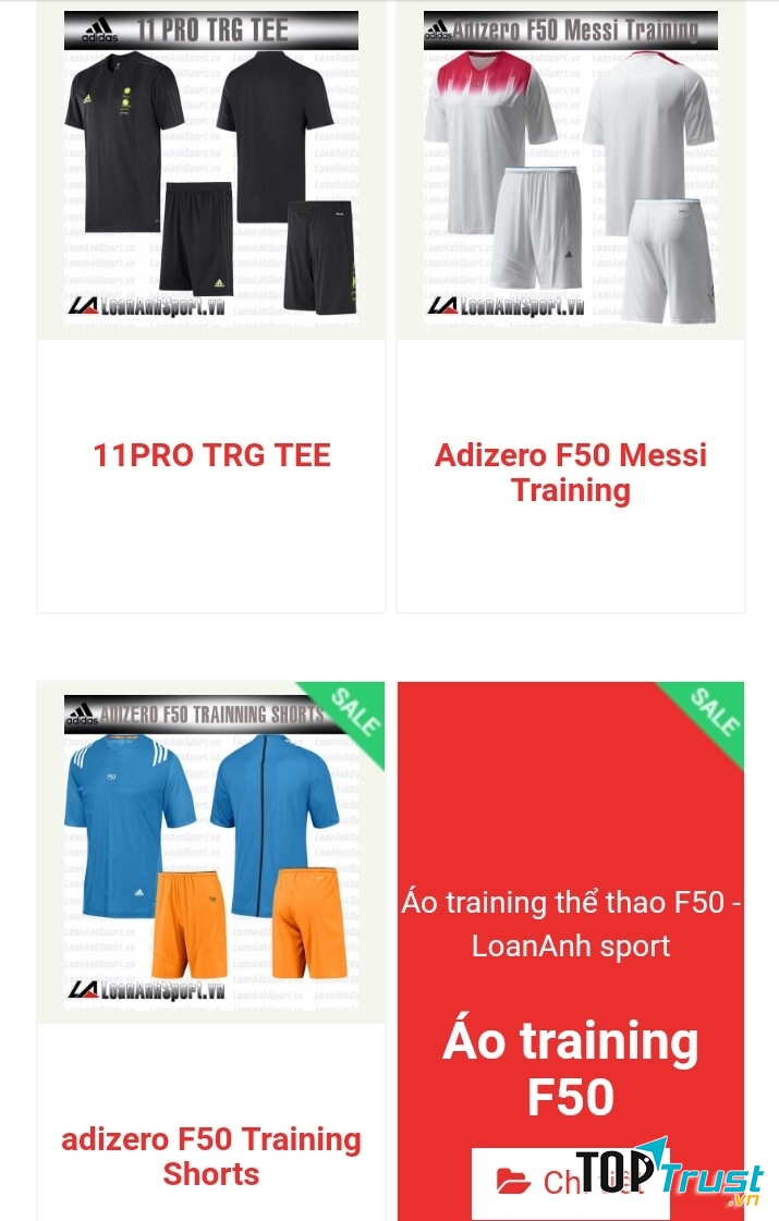 Các mẫu áo ở Loan Anh Sport