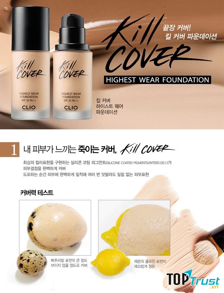 Kem nền CLIO Kill Cover Realest Wear Moist Foundation