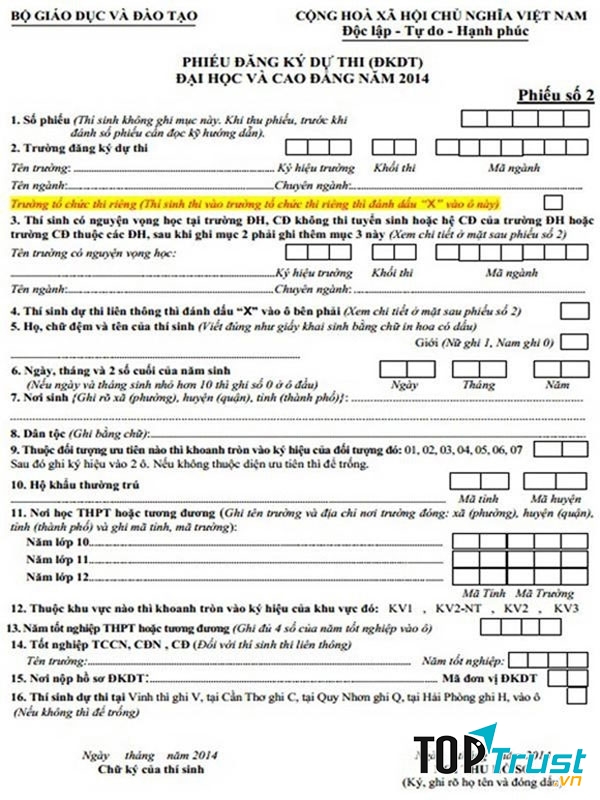 Phiếu số 2 (nguồn internet)