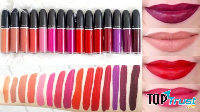 Bảng màu 15 màu của son  Mac Retro Matte Liquid