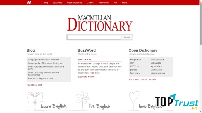 Màu trắng là màu chủ đạo cho Macmillan Dictionary