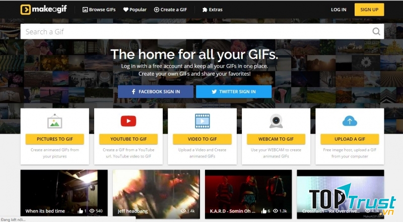Giao diện trang web MakeaGIF