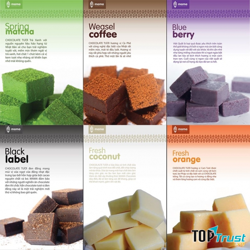 Các mùi vị nama tại Mama Chocolate