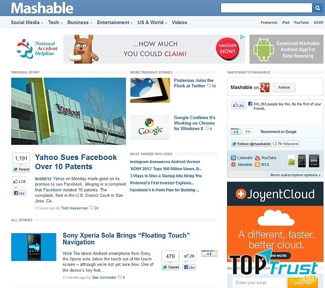 Mashable - nơi kết nối mọi người trong thời đại công nghệ số.