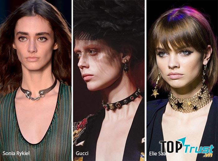 Choker của Sonia Rykiel, Gucci và Elie Saab.