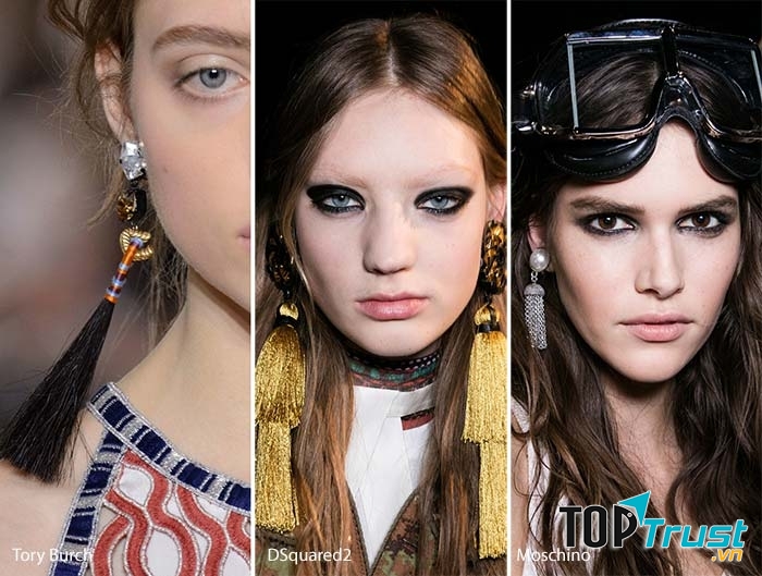 Khuyên tai của 3 thương hiệu Tory Burch, Dsquared2 và Moschino.